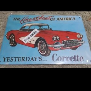 Heartbeat of America Corvette Metal Sign 8x12